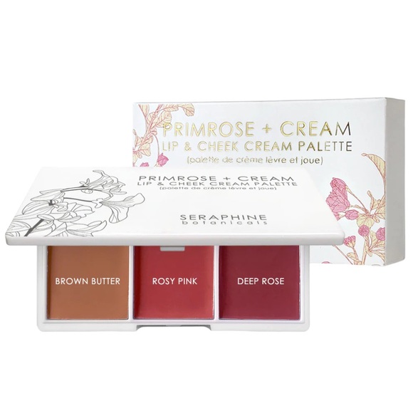 SERAPHINE BOTANICALS PRIMROSE + CREAM - LIP & CHEEK CREAM PALETTE - BNIB - Picture 1 of 3